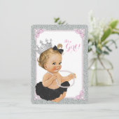 Invitation Elégante Princesse Black Tutu Pearl Baby shower (Debout devant)