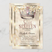 Invitation Élégante Princesse Couronne Balloons Frame Sweet 1 (Devant / Derrière)