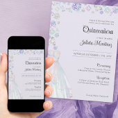 Invitation Élégante princesse Diamond Quinceanera et messe