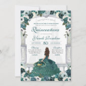 Invitation Élégante princesse Emerald Green Charro Quinceaner (Devant)