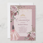 Invitation Élégante princesse Floral Quinceañera (Devant)