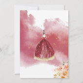 Invitation Élégante princesse florale de Bourgogne Quinceañer (Dos)