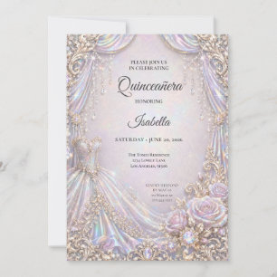 Invitation Élégante Princesse Iridescente Quinceañera