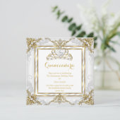 Invitation Elégante Princesse Quinceanera Gold White Pearl (Debout devant)