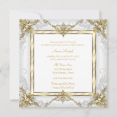 Invitation Elégante Princesse Quinceanera Gold White Pearl (Dos)