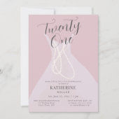 Invitation Elégante princesse robe perles rose 21e anniversai (Devant)