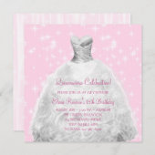 Invitation Élégante princesse rose Quinceanera (Devant / Derrière)