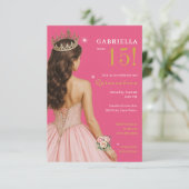 Invitation Élégante Princesse Rose Quinceañera (Debout devant)