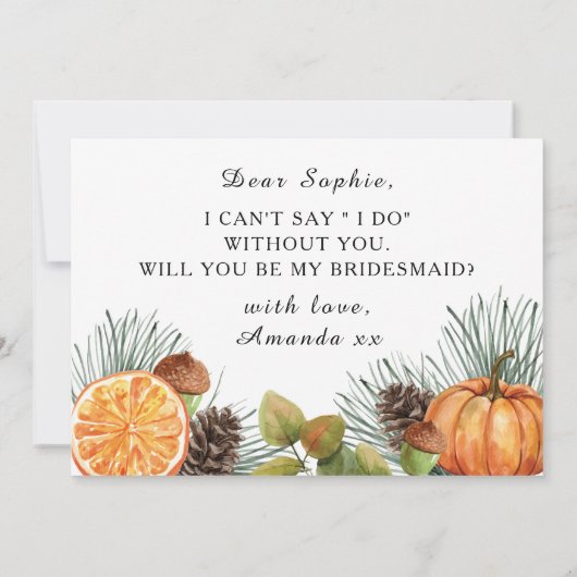 Invitation Élégante proposition de la servante d'automne rust (Dos)