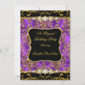 Invitation Elégante Purple Damask Black Gold fête d'anniversa (Devant)
