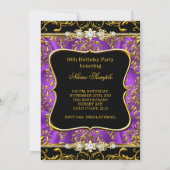 Invitation Elégante Purple Damask Black Gold fête d'anniversa (Dos)