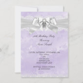 Invitation Elégante Purple Damask Silver Photo Anniversaire (Dos)