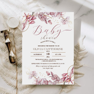 Invitation Elégante Purple Eucalyptus Fille Baby shower Party