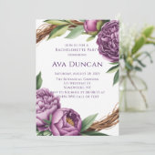 Invitation Élégante Purple Peonies Bachelorette Party (Debout devant)