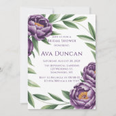 Invitation Élégante Purple Peonies Bachelorette Party (Devant)