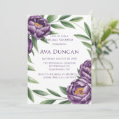 Invitation Élégante Purple Peonies Bachelorette Party (Debout devant)