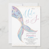 Invitation Elégante Queue de sirène d'aquarelle inférieure à (Devant)