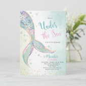 Invitation Elégante Queue De Sirène D'Aquarelle Moins De 2E A (Debout devant)
