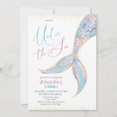 Invitation Elégante Queue de sirène d'aquarelle sous la 4 e B (Devant)