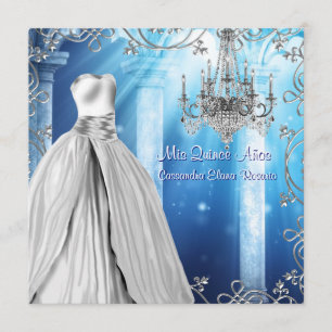 Invitation Elégante Quinceanera Bleue de la Marine Royale