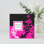 Invitation Élégante Quinceanera de vin noir et rose chaud (Debout devant)