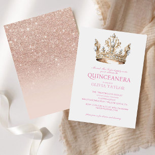 Invitation Elégante Quinceanera d'or rose 15e anniversaire