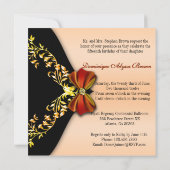 Invitation Élégante Quinceanera d'Orange Black Diamond Bow (Dos)