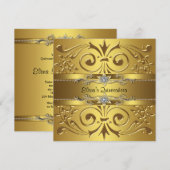 Invitation Elégante Quinceanera en or (Devant / Derrière)