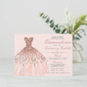 Invitation Elégante Quinceañera espagnole Quince Rose Twins (Debout devant)