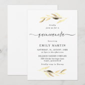 Invitation Élégante Quinceanera Feuille d'or (Devant / Derrière)