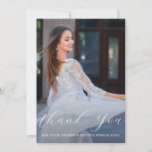 Invitation Elégante Quinceanera Floral Script Merci Photo (Devant)