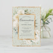Invitation Élégante Quinceañera Florale Or Moderne (Debout devant)