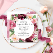 Invitation Elégante Quinceanera Florale Rose Brousse De Bourg