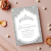 Invitation Élégante Quinceanera Glitterie Argent