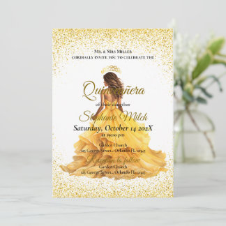 Invitation Élégante quinceanera jaune