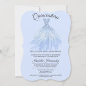 Invitation Elégante Quinceanera Mis Quince Bleu Violet Partie (Devant)