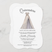 Invitation Elégante Quinceanera Mis Quince Parties scintillan (Devant / Derrière)