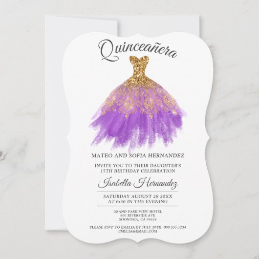 Invitation Elégante Quinceanera Mis Quince Parties scintillan (Devant)