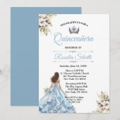 Invitation Elégante Quinceanera moderne bleu et argent (Devant / Derrière)