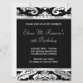 Invitation Elégante Quinceanera noire Damas (Dos)