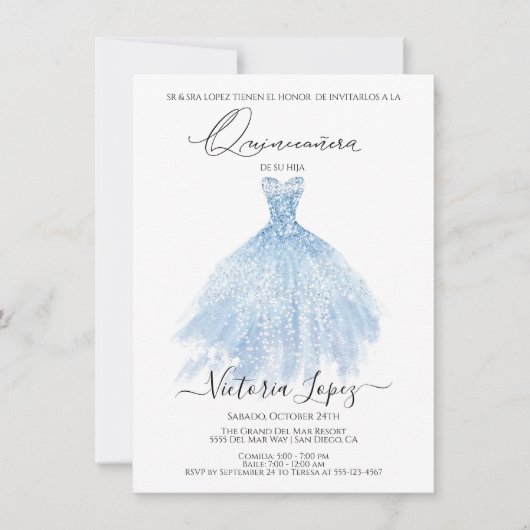 Invitation Elégante Quinceañera Parties scintillant Sparkle E (Devant)