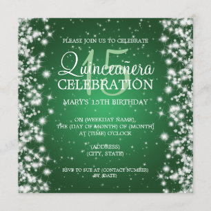Invitation Élégante Quinceañera Party Hiver 2 Vert