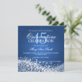 Invitation Élégante Quinceanera Party Sparkling Wave 2 Blue (Debout devant)