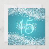 Invitation Élégante Quinceanera Party Sparkling Wave 2 Turquo (Dos)