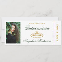 Elégante Quinceanera Photo Billet vert et or