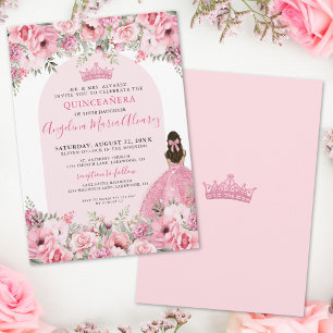 Invitation Elégante Quinceanera Rose