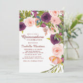 Invitation Elégante Quinceañera rose de Bourgogne (Debout devant)