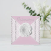 Invitation Élégante Quinceanera rose et blanche rose (Debout devant)
