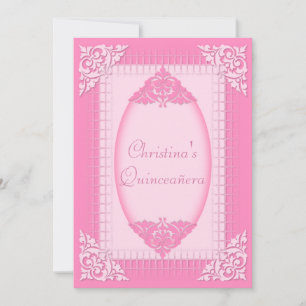 Invitation Élégante Quinceañera rose girly