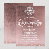 Invitation Elégante Quinceanera Rose moderne Or 15e anniversa (Devant / Derrière)